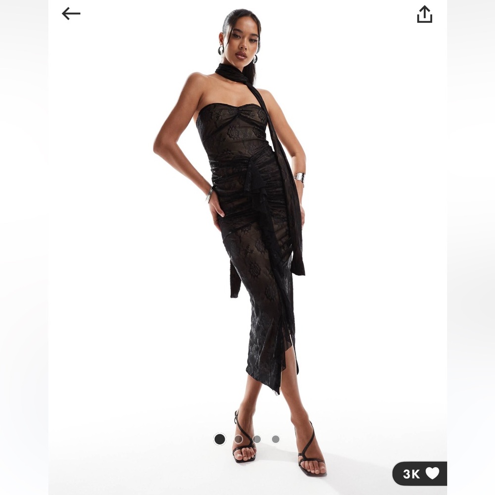 ASOS DESIGN Jacquard Mesh Maxi with Neck Scarf